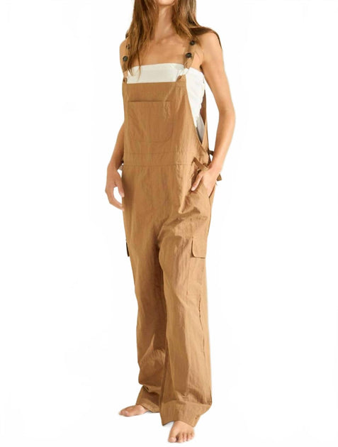 BUCKETLIST Parachute Overalls Jumpsuit Brown Large 4