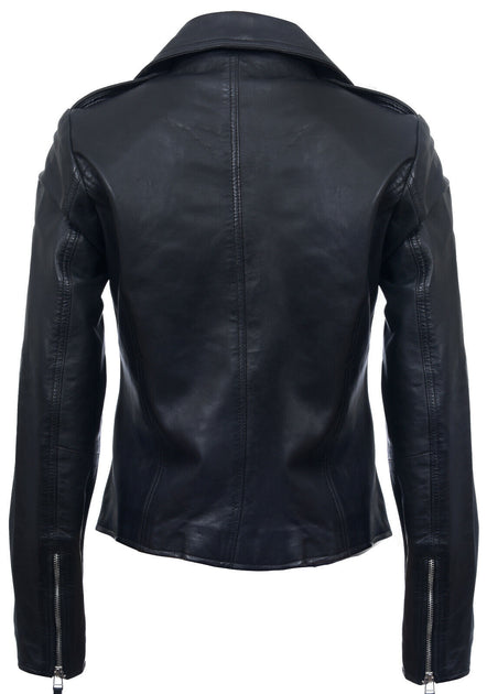 Infinity Damen Schwarze Leder Bikerjacke-Tamale 4