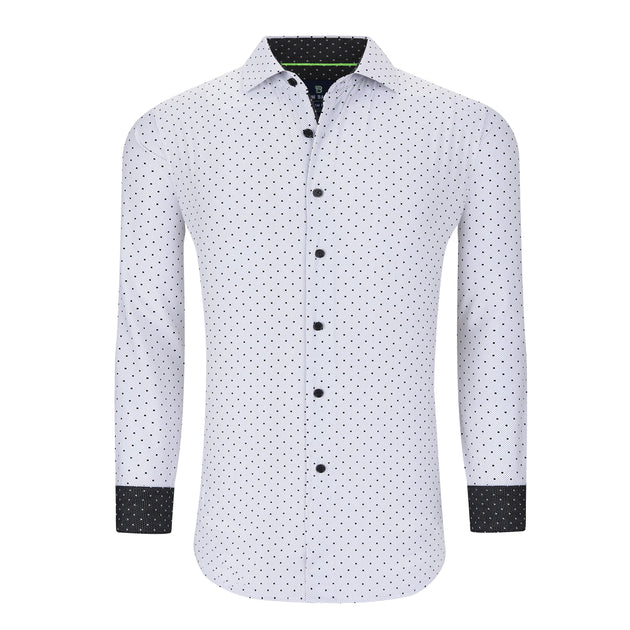 Tom Baine Slim Fit Performance Long Sleeve Geometric Button Down Blue Large 2