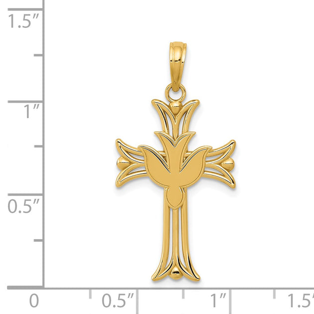 Diamond2Deal Dove on Cross Pendant Yellow Gold 4