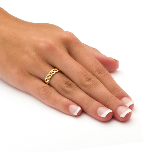 Palm Braided Link Ring Silver US 9 4