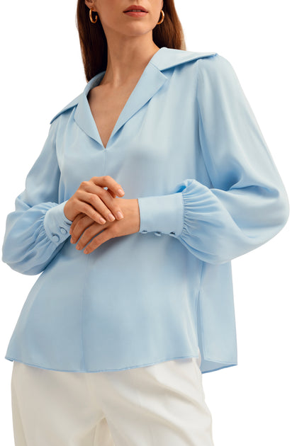 LILYSILK Cervina V-Neck Silk Blouse Multi Large 2