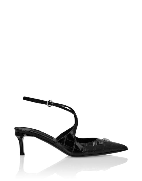 Philipp Plein Crossing Slingbacks Crocco Print Black EU 40 3