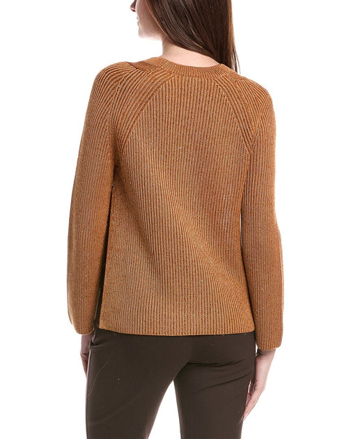 Lafayette 148 New York Open Sided Silk-Blend Pullover Brown XXLarge 3