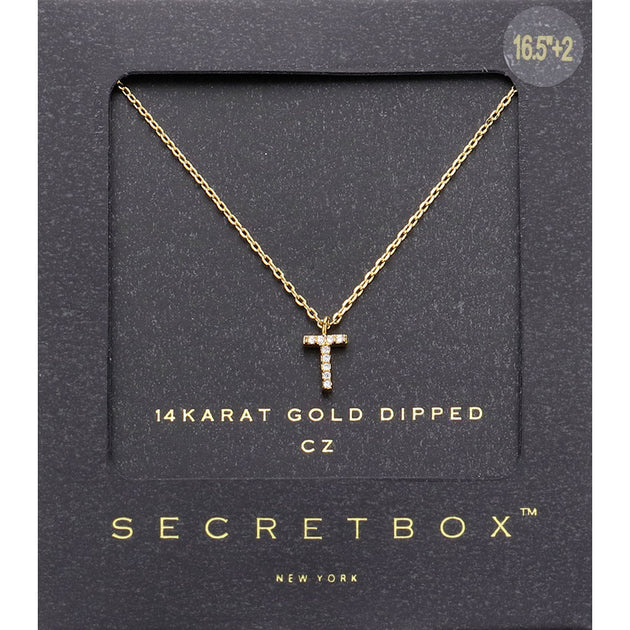 FASHNZFAB Secret Box Initial Monogram Pendant Necklace Black 3