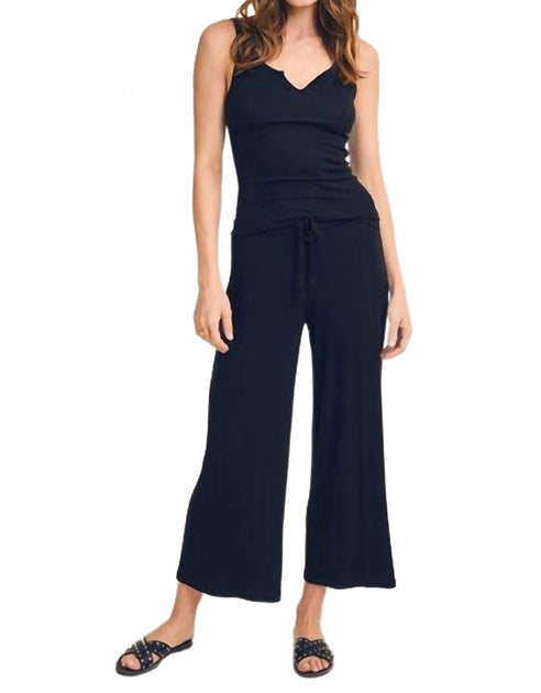 LAmade Shirred Back Crop Culotte Pants Black Medium 2