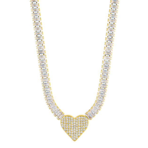 Adornia Baguette Tennis Necklace Silver 2