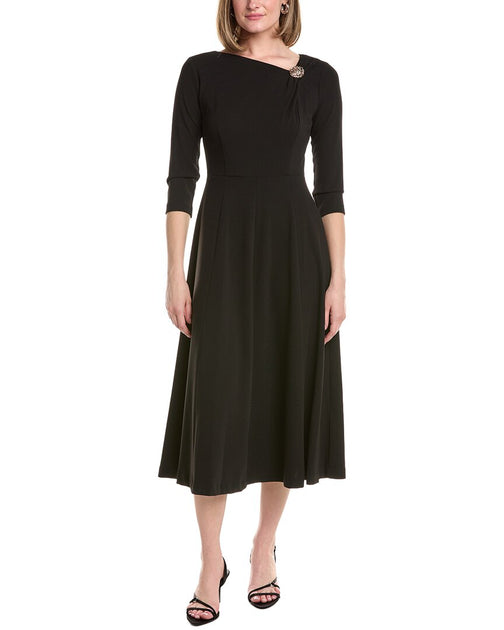 Anne Klein A-Line Midi Crepe Dress Black US 4 2