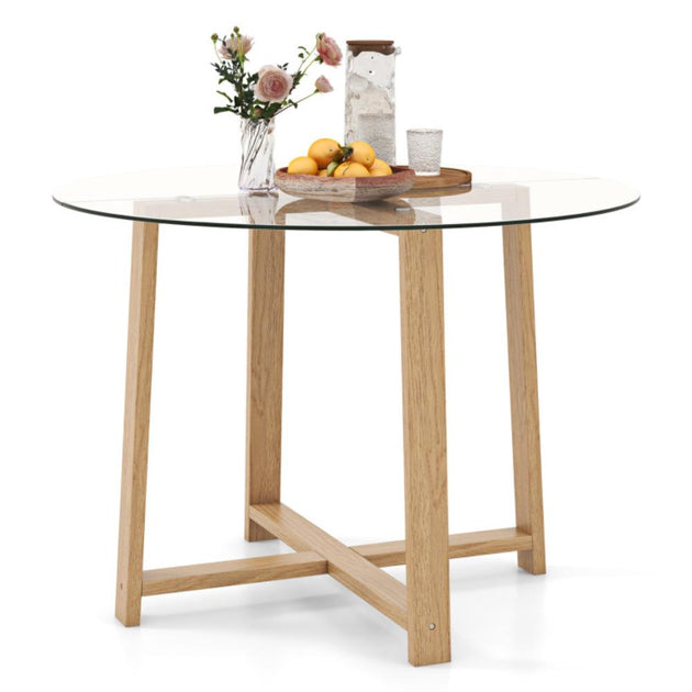 Hivvago Round Dining Table Transparent/Natural 2