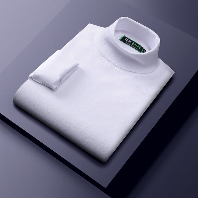 Tom Baine Slim Fit Performance Cotton Col Roulé Blanc XXLarge 3