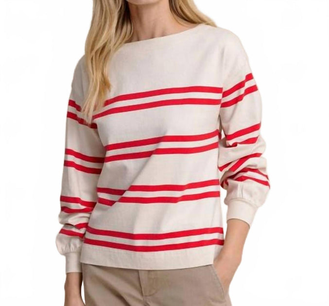 Southern Tide Zayla Stripe Top Beige Large 2