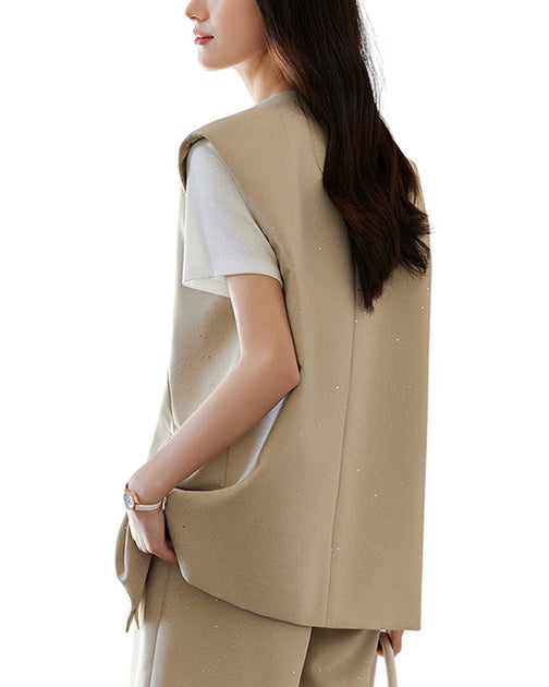 OUNIXUE 2pc Vest & Short Set Beige US 6 3