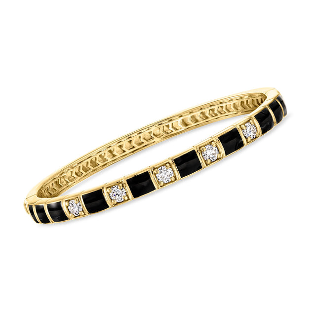 Ross-Simons Lab-Grown Diamond Black Enamel Bangle Bracelet Multi 3