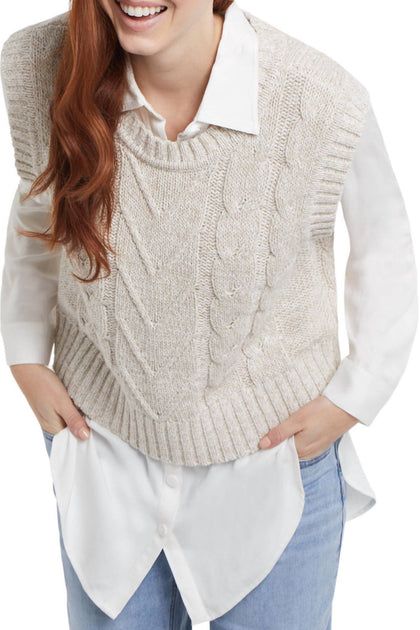 TRIBAL Claire Crop Sweater Vest Multi Small 4