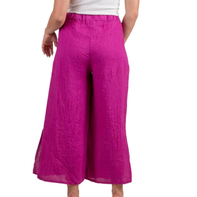GIGI MODA Flo Linen Capri Pants Pink One Size 3