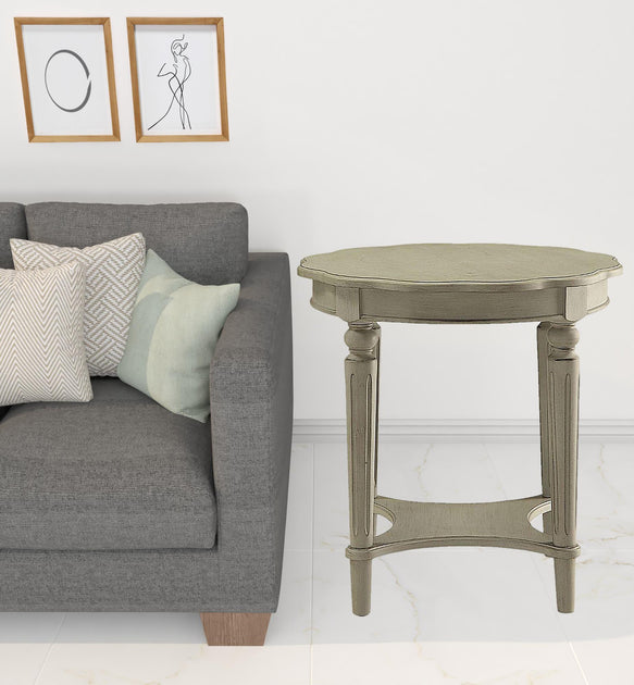 Hivvago Round End Table Light Slate Gray 24in 4