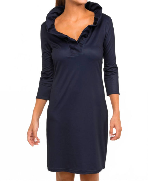 Scott Solid Ruffneck Kleid Blau XL 2