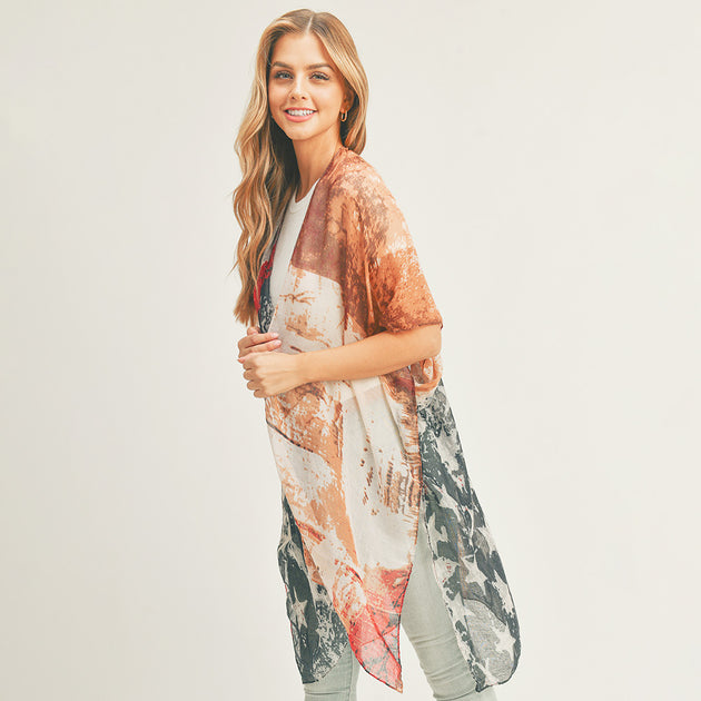 TRUEDAMES Kimono Poncho Multicolore Taille Unique 4