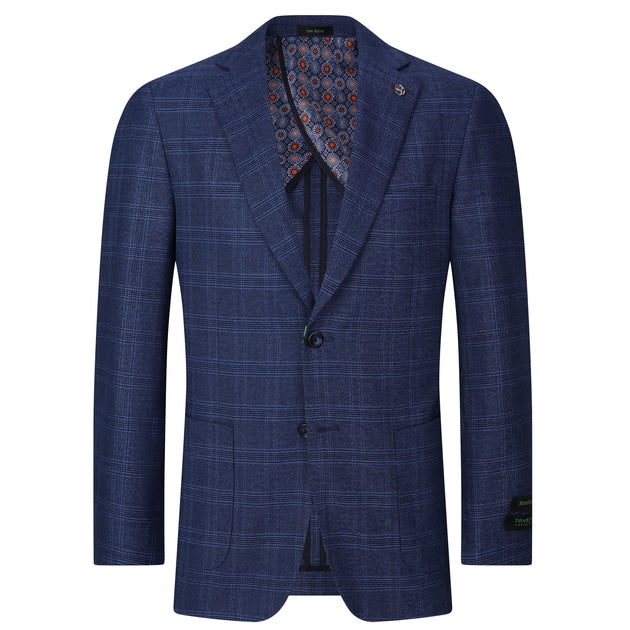 Tom Baine Men Performance Plaid Knit Stretch Sport Coat Blue US 38 Regular 2