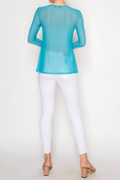Origami On A Dime Mesh Top Bleu XLarge 3