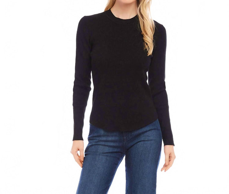 Karen Kane Ribbed Crewneck Sweater Black Medium 2