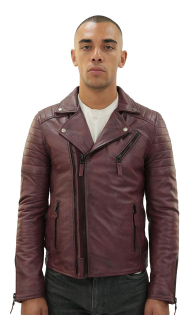 Infinity Brando Leather Biker Jacket Red 4XLarge 2