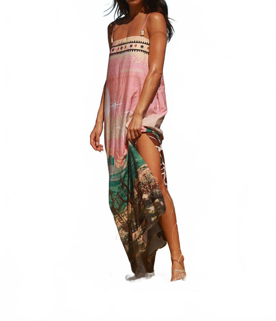 Ola Azul Celeste Desert Dress Pink Small 4