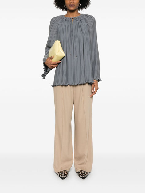 Lanvin Gathered Tie Neck Blouse Grey EU 40 3