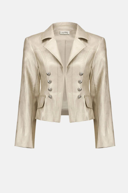 Joseph Ribkoff Kunstleder Taillierte Jacke Gold XL 4