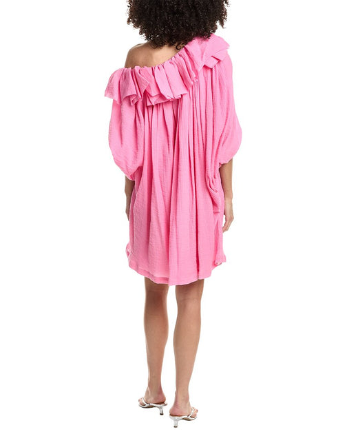 3.1 Phillip Lim Plisse Voile Ruffle Drape Mini Dress Pink Medium 3