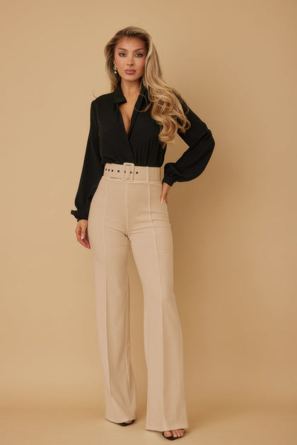 TRUEDAMES High Waist Flared Pants Pink Small 5