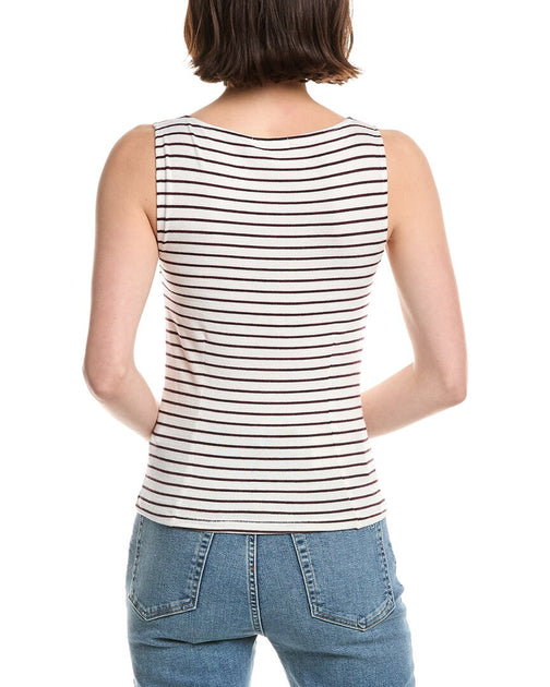 rag & bone The Knit Stripe Boat Neck Tank White Medium 3