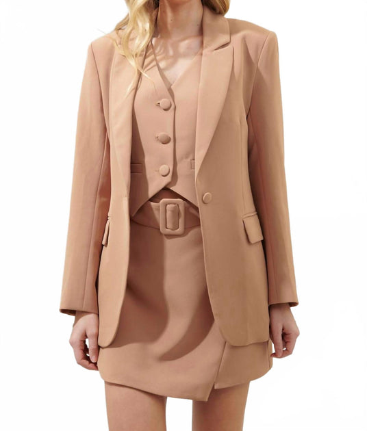 SUGARLIPS Chelsea Fitted Notch Lapel Blazer Brown 1X 3
