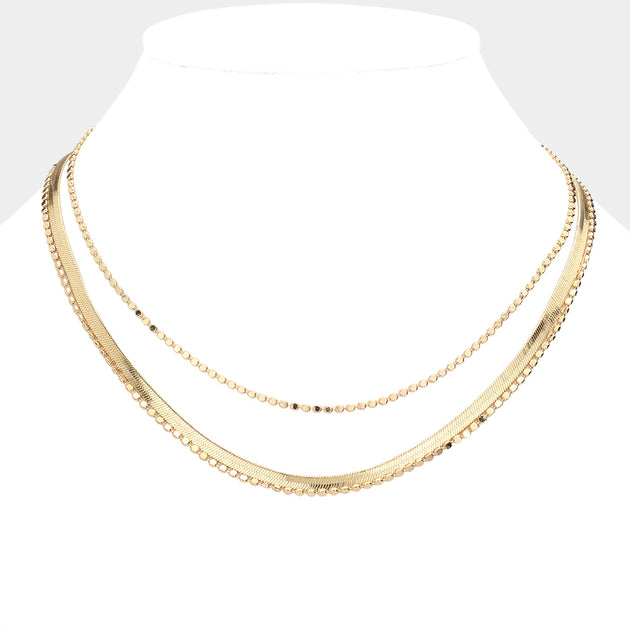 FASHNZFAB Secret Box Metal Chain Triple Layered Necklace Gold 4