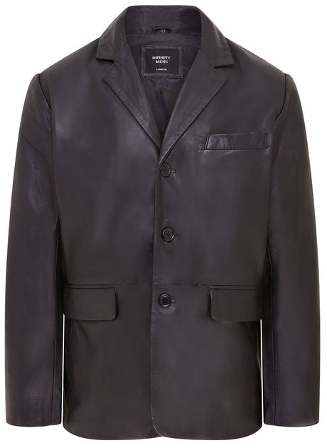 Infinity Fauske Men Leather Blazer Black XXL 2