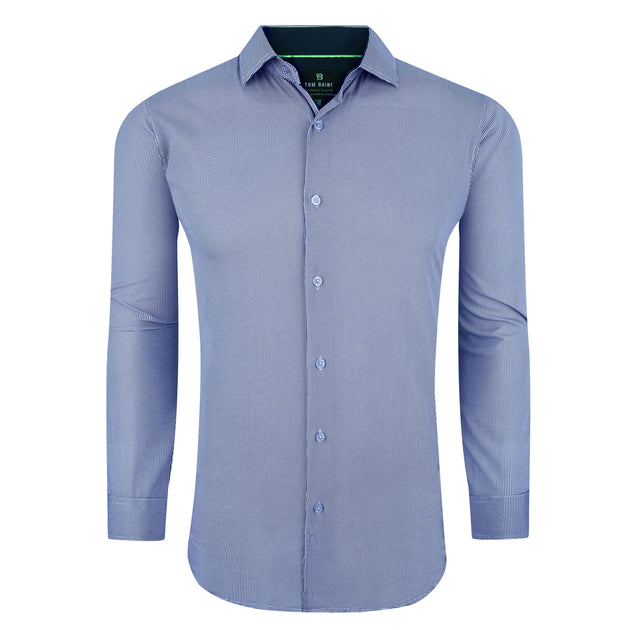 Tom Baine Slim Fit Performance Long Sleeve Plaid Shirt Blue Large 2