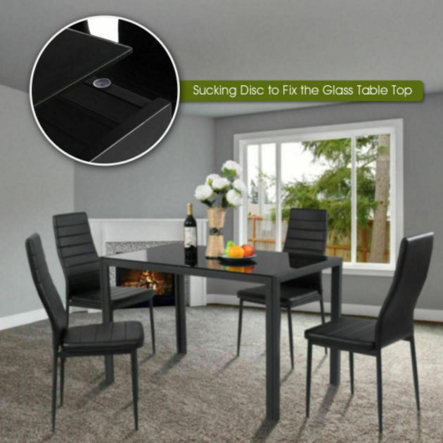 Hivvago 5 Piece Dining Set Black 3