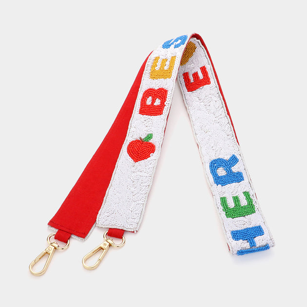 Fashnzfab Best Teacher Message Seed Beaded Sequin Bag Strap Multi 2