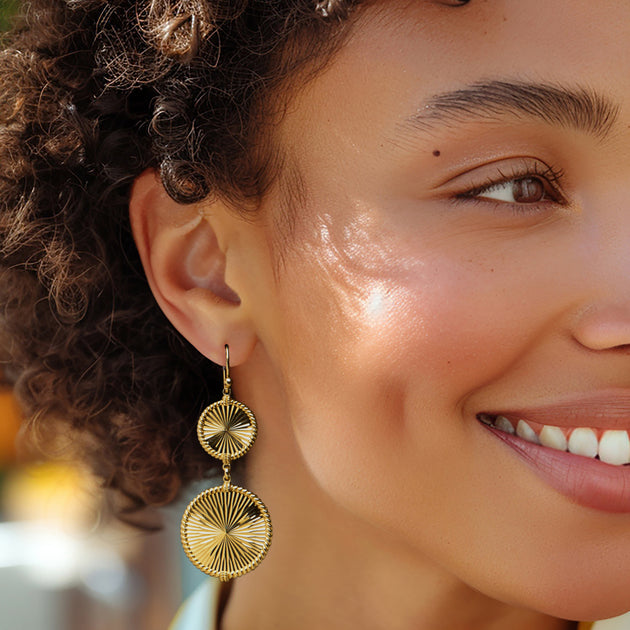 Ross-Simons Faceted Circle Drop Earrings Gold 3
