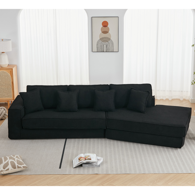 Streamdale Furniture Folding Sleeper Sofa Bed Black 4