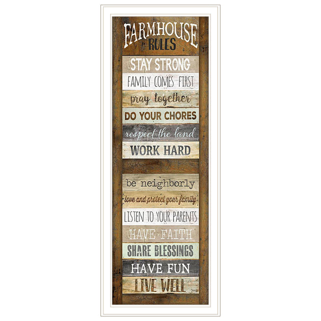 Hivvago Farmhouse Rules 2 Framed Print Wall Art White 3