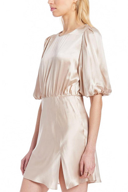 Amanda Uprichard Duval Mini Slit Dress Beige Large 3