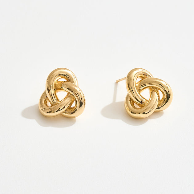 FASHNZFAB Interlocking Knot Stud Earrings Gold 3
