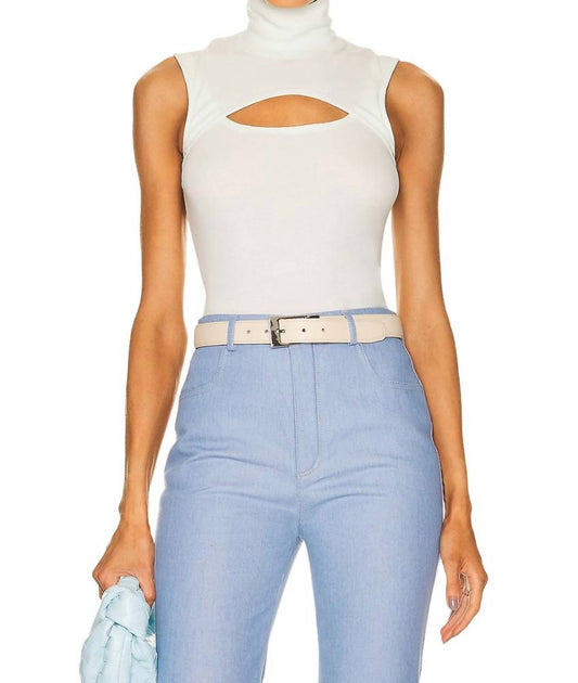 Rosetta Getty Sleeveless Cutout Turtleneck Top Blue XS 2