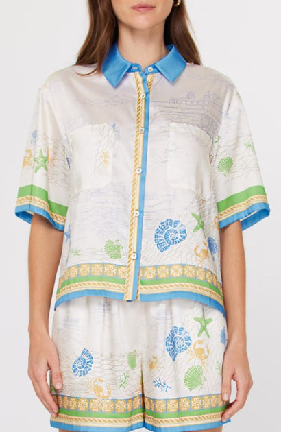 current air Color Block Button Blouse White Small 2