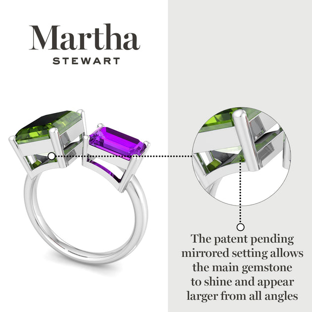 Martha Stewart Two Stone Gemstone Ring Blue US 6 5