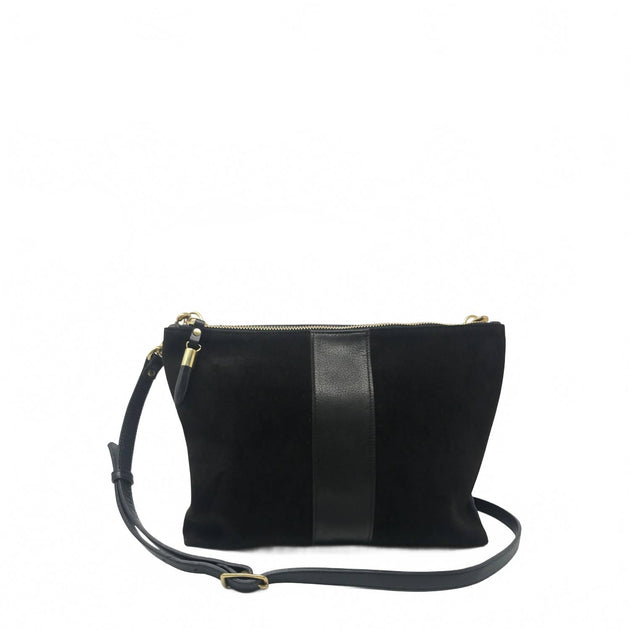 KEMPTON & Co. Harford Stripe Double Zip Crossbody Bag Black One Size 3