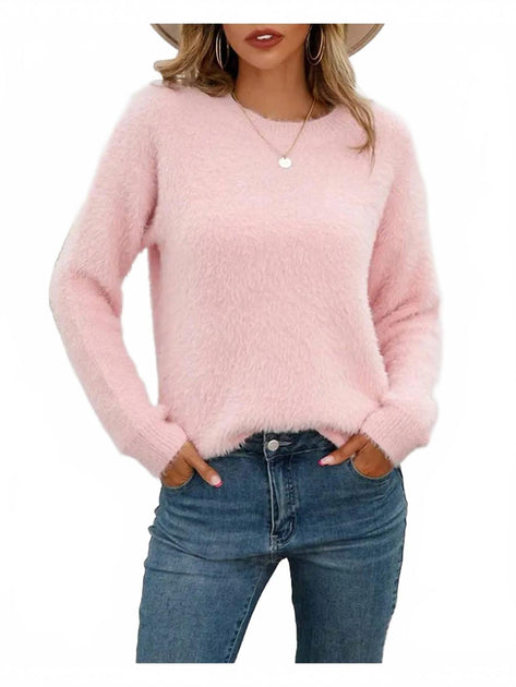 Hiddenbrand Plush Rundhals Strickpullover Pink Large 2