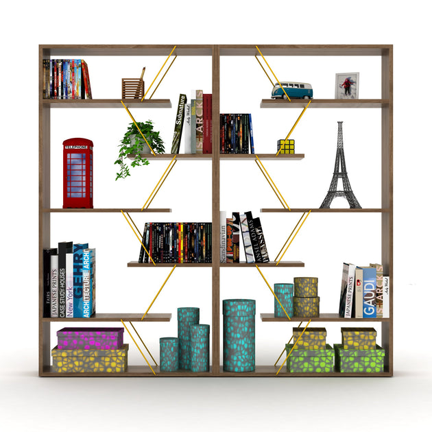 Streamdale Wood Frame Etagere Open Back 6 Shelves Bookcase Industrial 6