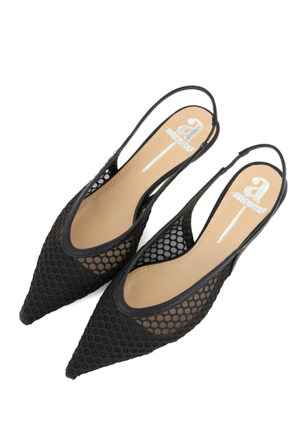 Andrea Women's Mesh Pointed Toe Slingback Pumps Black US 10 4